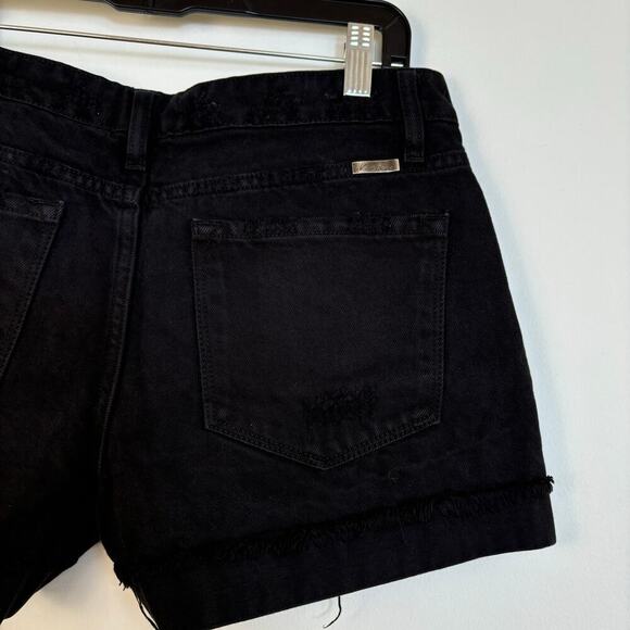 KanCan Tanner Mid Rise Shorts Denim Size Medium Distressed Black Cuffed Hem - Picture 7 of 11